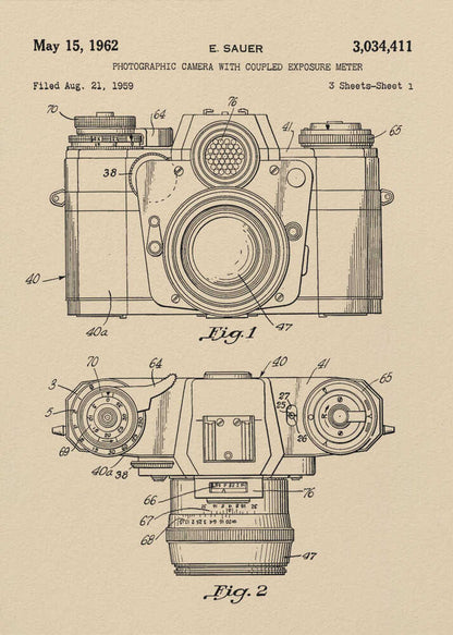 Camera Patent 1962 - Poster / Art Print