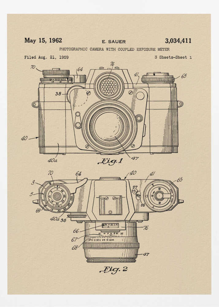 Camera Patent 1962 - Poster / Art Print