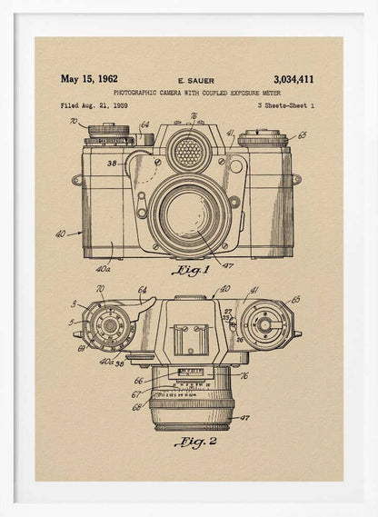 Camera Patent 1962 - Poster / Art Print
