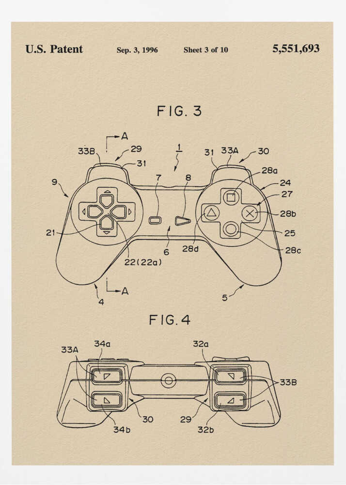 Controller Unit Patent 1996 - Poster / Art Print