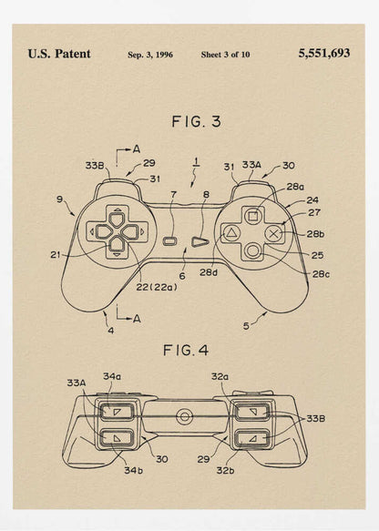 Controller Unit Patent 1996 - Poster / Art Print