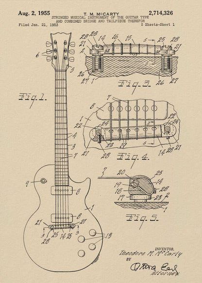 Electric Guitar Patent 1955 - Poster / Art Print