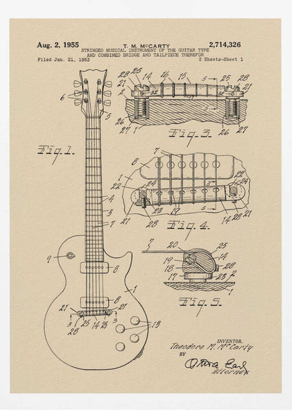 Electric Guitar Patent 1955 - Poster / Art Print