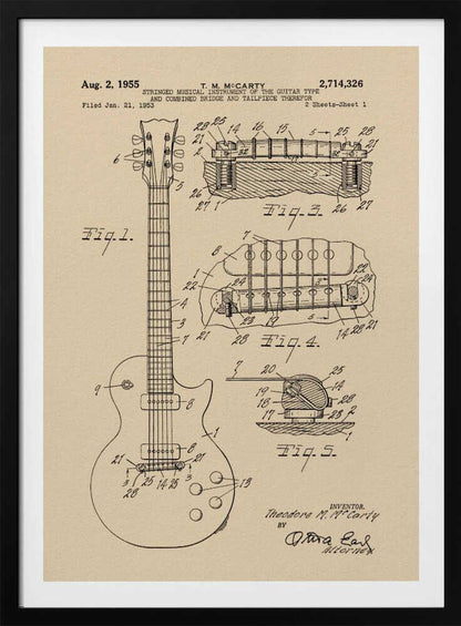 Electric Guitar Patent 1955 - Poster / Art Print