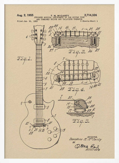 Electric Guitar Patent 1955 - Poster / Art Print