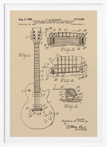 Electric Guitar Patent 1955 - Poster / Art Print