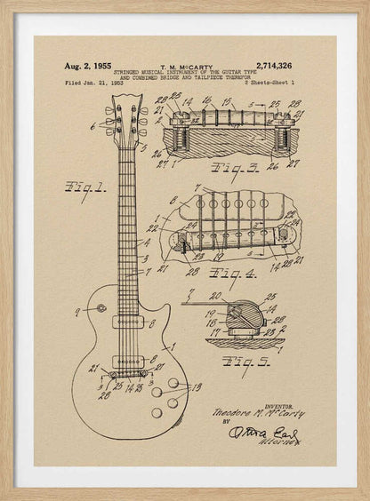 Electric Guitar Patent 1955 - Poster / Art Print