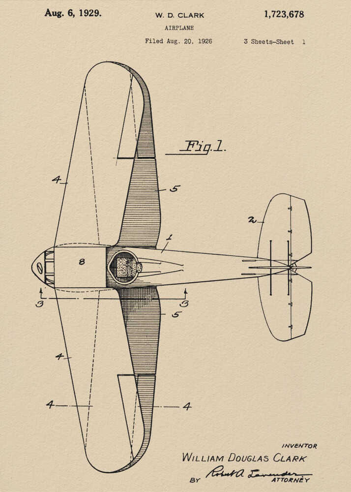 Airplane Patent 1929 - Poster / Art Print