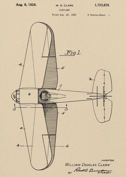 Airplane Patent 1929 - Poster / Art Print