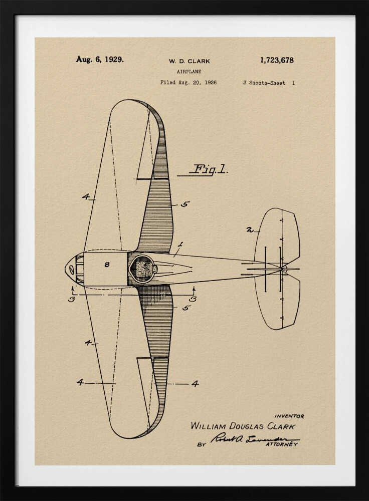Airplane Patent 1929 - Poster / Art Print