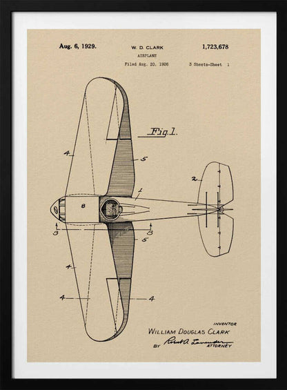 Airplane Patent 1929 - Poster / Art Print