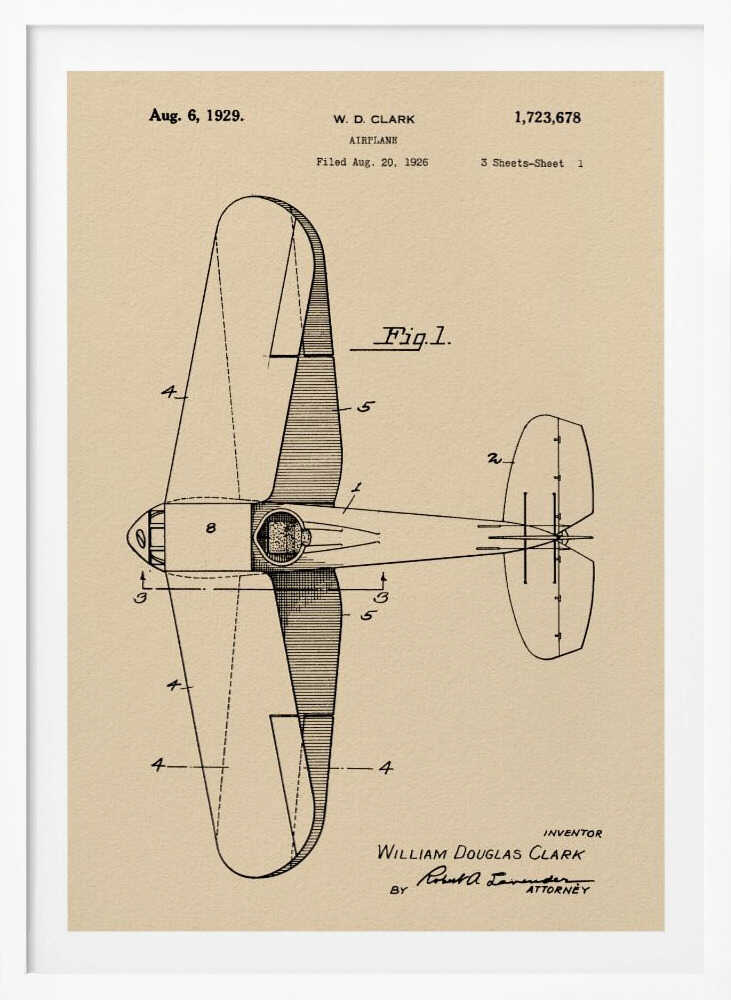 Airplane Patent 1929 - Poster / Art Print