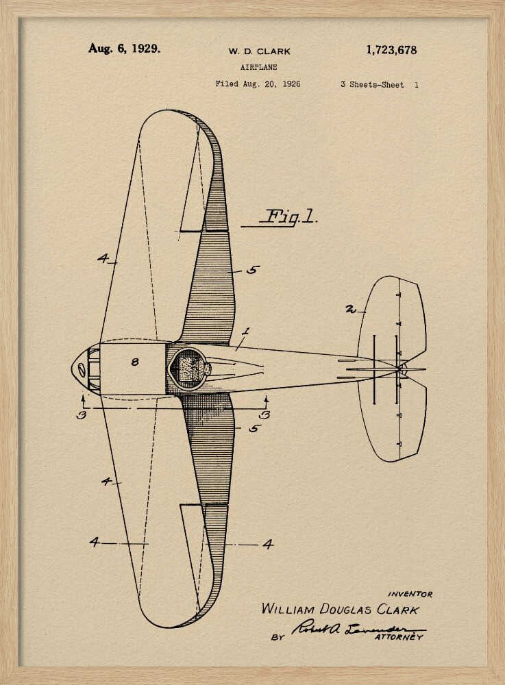 Airplane Patent 1929 - Poster / Art Print