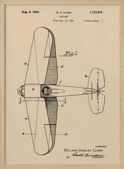 Airplane Patent 1929 - Poster / Art Print