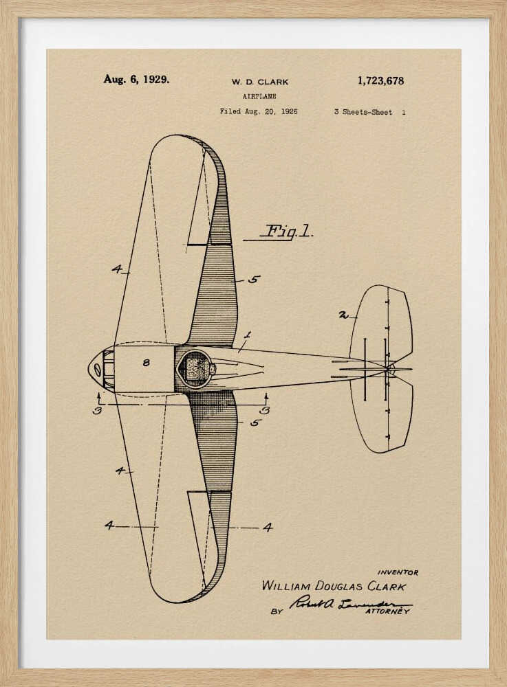 Airplane Patent 1929 - Poster / Art Print