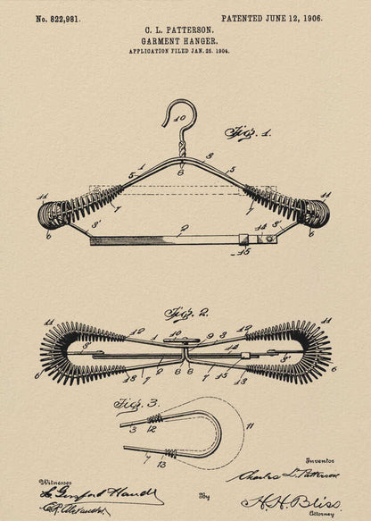 Garment Hanger Patent 1906 - Poster / Art Print