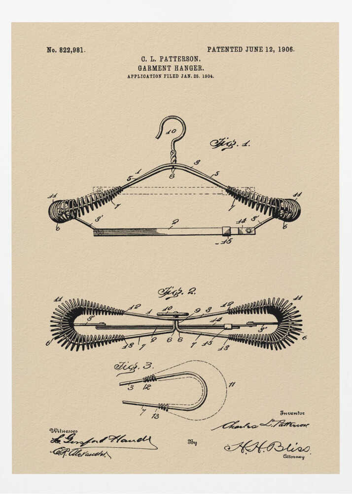 Garment Hanger Patent 1906 - Poster / Art Print