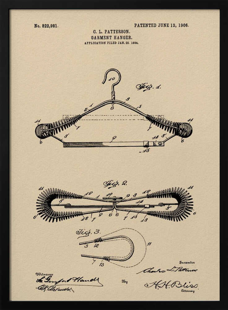 Garment Hanger Patent 1906 - Poster / Art Print