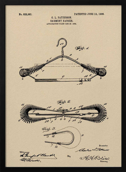 Garment Hanger Patent 1906 - Poster / Art Print