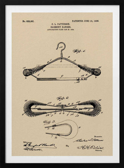 Garment Hanger Patent 1906 - Poster / Art Print