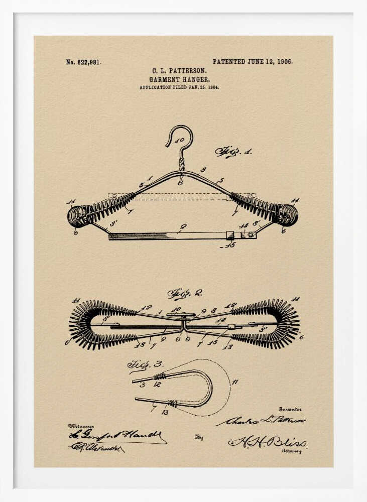 Garment Hanger Patent 1906 - Poster / Art Print