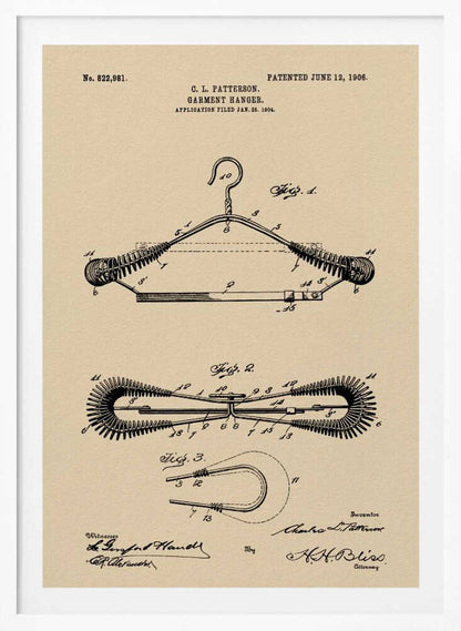 Garment Hanger Patent 1906 - Poster / Art Print
