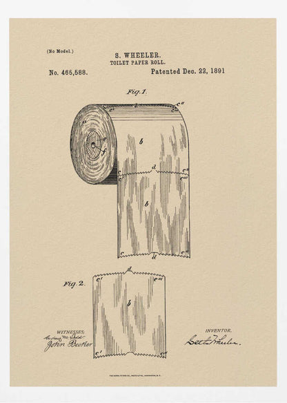 Toilet Paper Roll Patent 1891 - Poster / Art Print
