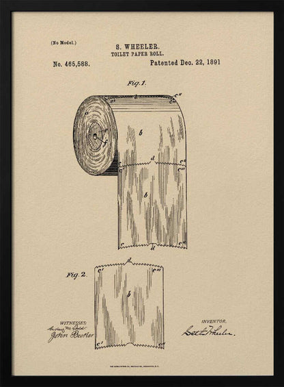 Toilet Paper Roll Patent 1891 - Poster / Art Print