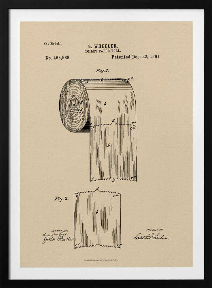 Toilet Paper Roll Patent 1891 - Poster / Art Print