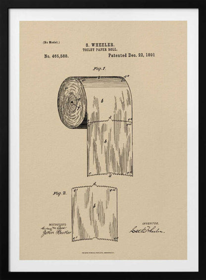 Toilet Paper Roll Patent 1891 - Poster / Art Print