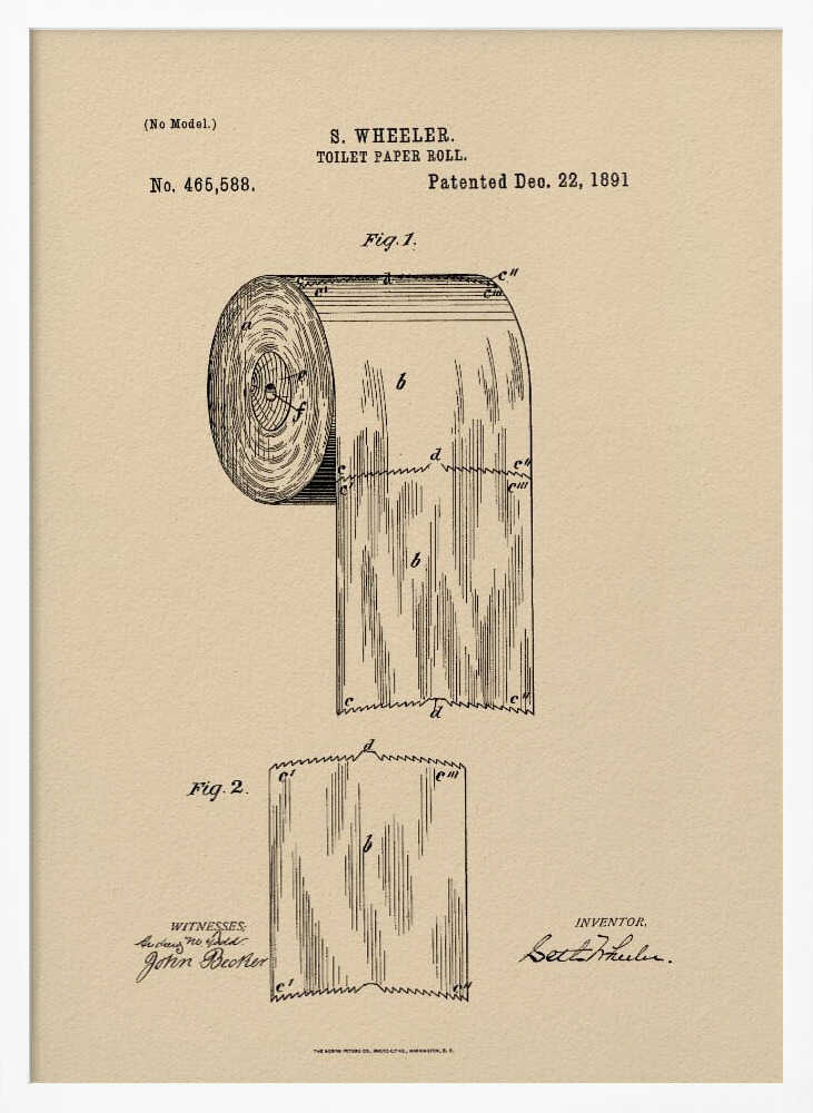 Toilet Paper Roll Patent 1891 - Poster / Art Print
