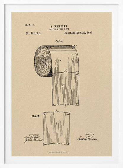 Toilet Paper Roll Patent 1891 - Poster / Art Print