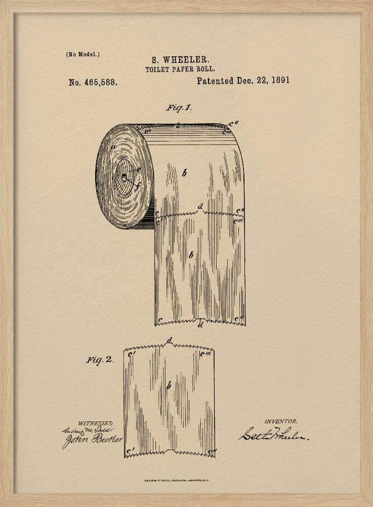 Toilet Paper Roll Patent 1891 - Poster / Art Print