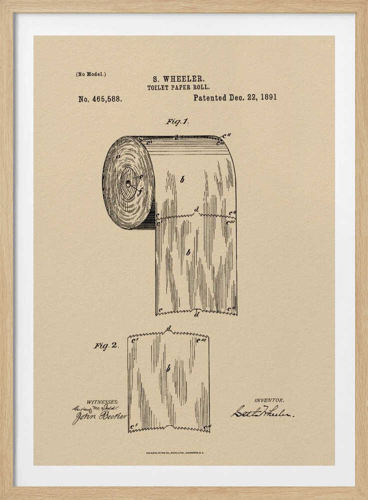 Toilet Paper Roll Patent 1891 - Poster / Art Print