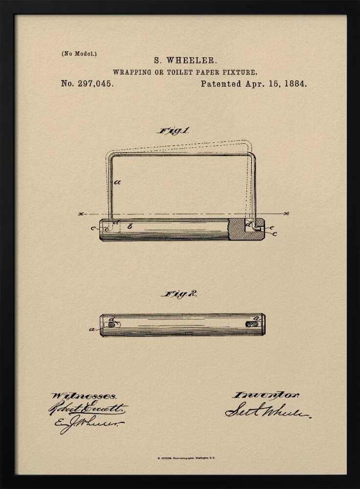 Toilet Paper Fixture Patent 1884 - Poster / Art Print