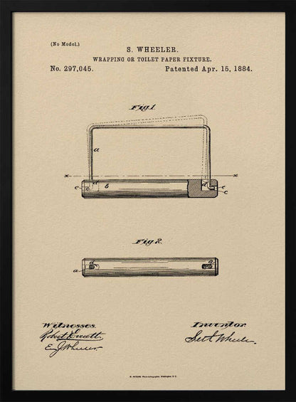 Toilet Paper Fixture Patent 1884 - Poster / Art Print