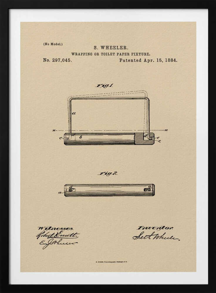 Toilet Paper Fixture Patent 1884 - Poster / Art Print