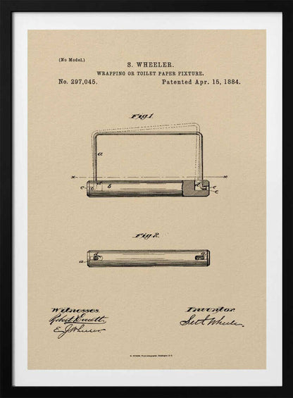 Toilet Paper Fixture Patent 1884 - Poster / Art Print