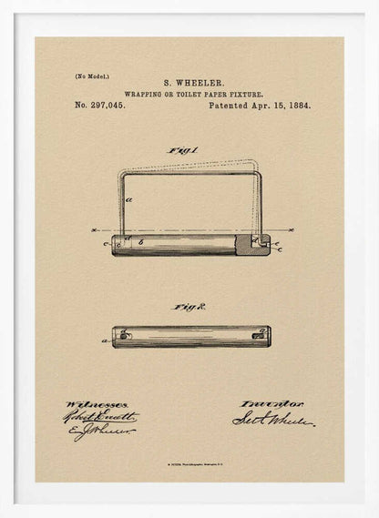 Toilet Paper Fixture Patent 1884 - Poster / Art Print