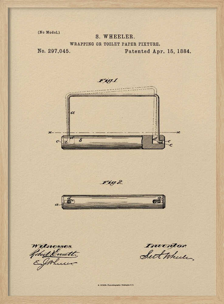 Toilet Paper Fixture Patent 1884 - Poster / Art Print