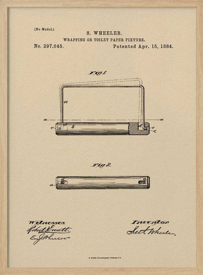 Toilet Paper Fixture Patent 1884 - Poster / Art Print