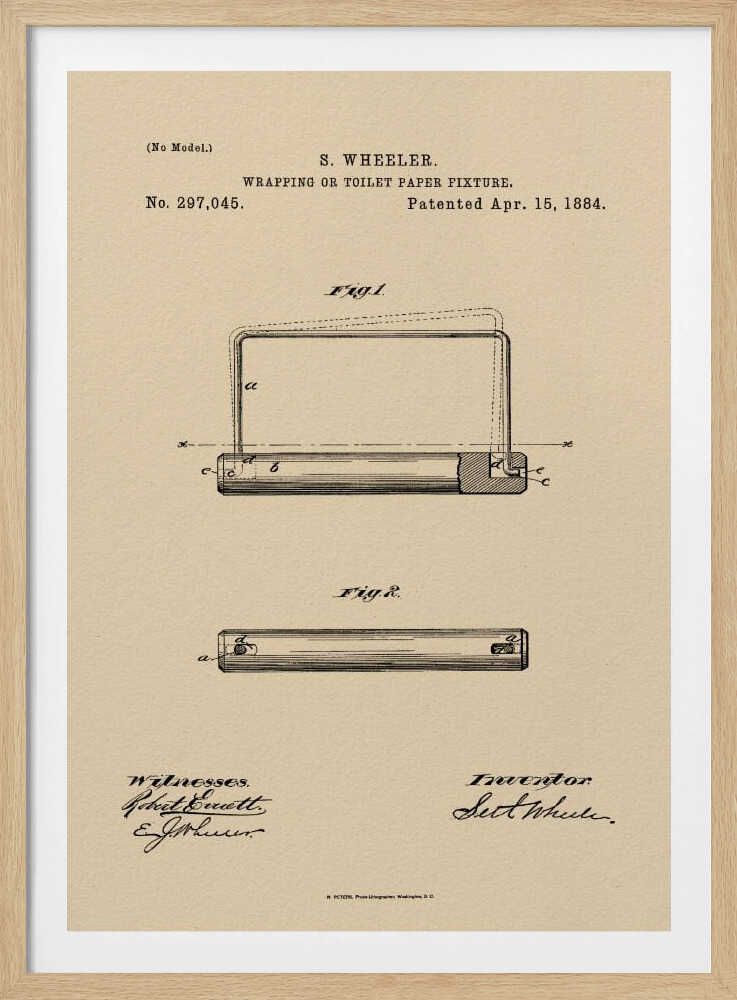Toilet Paper Fixture Patent 1884 - Poster / Art Print