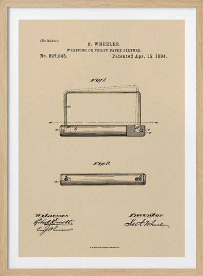 Toilet Paper Fixture Patent 1884 - Poster / Art Print