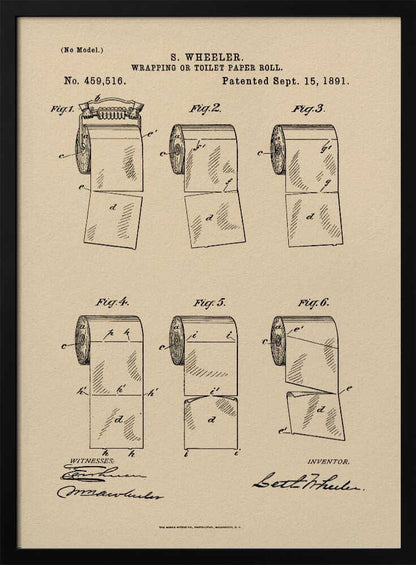 Toilet Paper Roll 2 Patent 1891 - Poster / Art Print