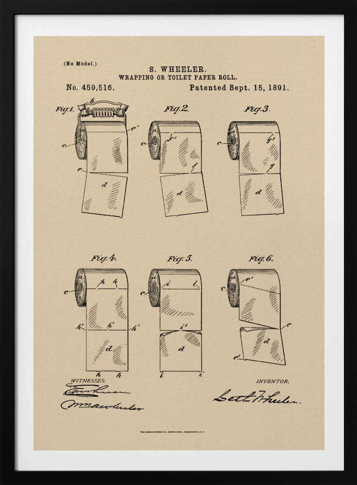 Toilet Paper Roll 2 Patent 1891 - Poster / Art Print