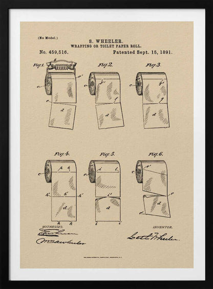 Toilet Paper Roll 2 Patent 1891 - Poster / Art Print