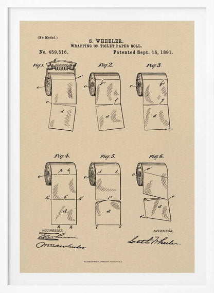 Toilet Paper Roll 2 Patent 1891 - Poster / Art Print