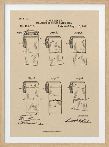 Toilet Paper Roll 2 Patent 1891 - Poster / Art Print