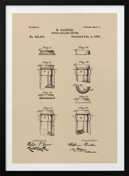 Bottle Sealing Device Patent 1892 - Poster / Art Print