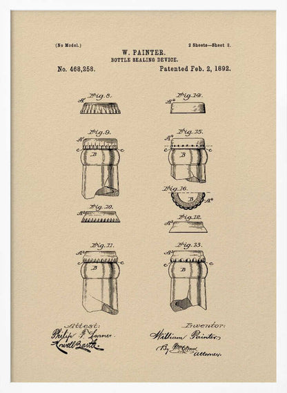 Bottle Sealing Device Patent 1892 - Poster / Art Print